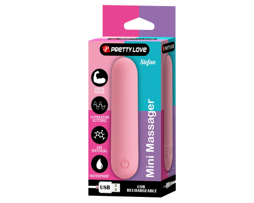 Нежно-розовая перезаряжаемая вибропуля Stefan - 8 см.