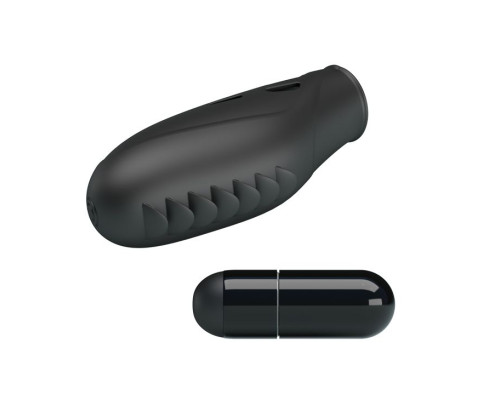 Черная вибронасадка на палец с мини-язычками Gilo