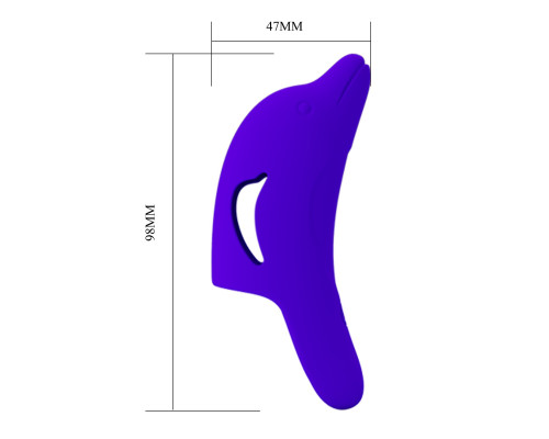 Синяя вибронасадка на палец Delphini