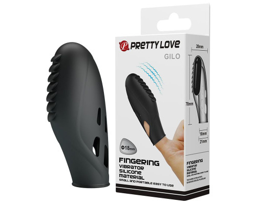 Черная вибронасадка на палец с мини-язычками Gilo