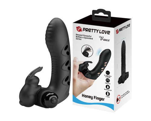 Черная вибронасадка на палец Vance