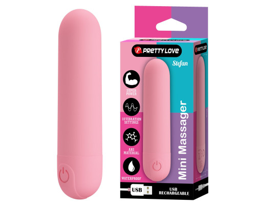 Нежно-розовая перезаряжаемая вибропуля Stefan - 8 см.