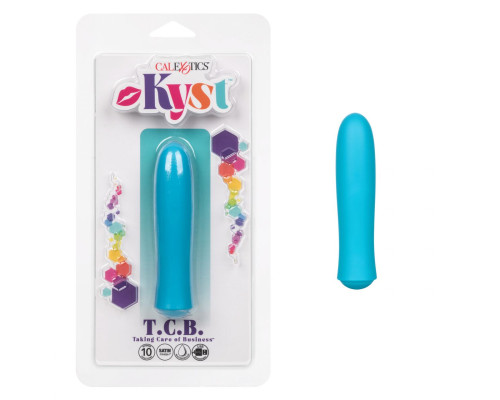 Голубой перезаряжаемый вибромассажер T.C.B. Taking Care of Business - 10,25 см.