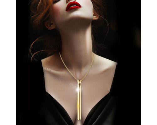 Золотистая подвеска-вибратор Genie Flirting Pen