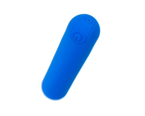 Синяя силиконовая перезаряжаемая вибропуля Nep - 8 см.