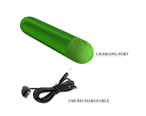 Зеленая перезаряжаемая вибропуля Kiwi