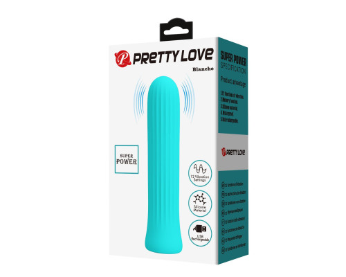 Аквамариновый мини-вибратор Blanche - 10 см.