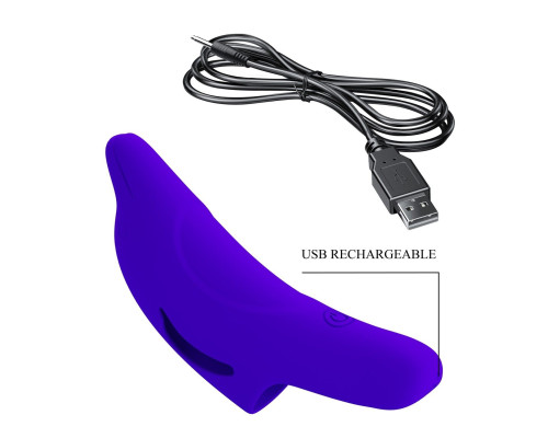 Синяя вибронасадка на палец Delphini