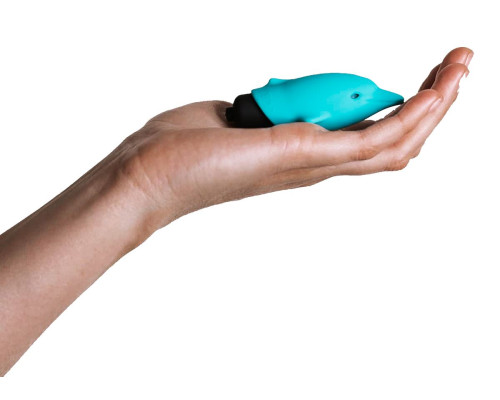 Голубой вибростимулятор-дельфин Lastic Pocket Dolphin - 7,5 см.