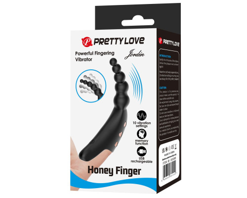 Черный вибратор на палец Jordin - 12,2 см.