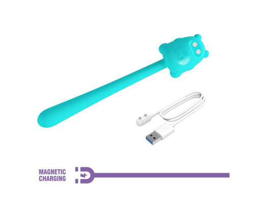 Аквамариновый универсальный гибкий вибратор - 13,3 см.