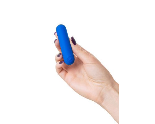 Синяя силиконовая перезаряжаемая вибропуля Nep - 8 см.