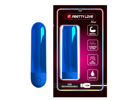 Синяя перезаряжаемая вибропуля Kiwi