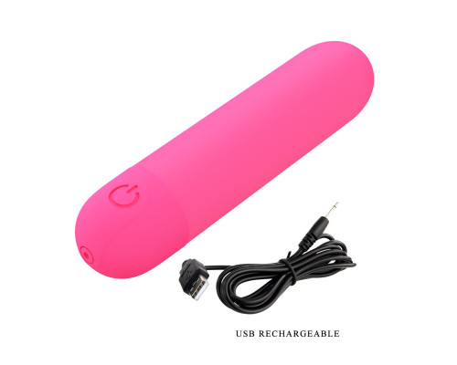 Ярко-розовая перезаряжаемая вибропуля Stefan - 8 см.
