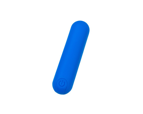 Синяя силиконовая перезаряжаемая вибропуля Nep - 8 см.