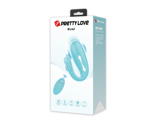 Аквамариновый интерактивный вибростимулятор с поступательными движениями Klay