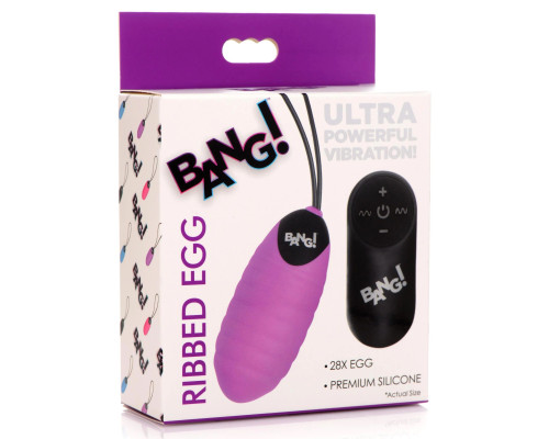 Лиловое ребристое виброяйцо с пультом ДУ 28X Ribbed Silicone Egg