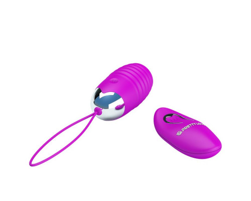 Лиловое ребристое виброяичко с пультом ДУ Jessica