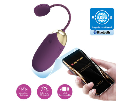 Фиолетовое виброяйцо Abner с управлением через приложение