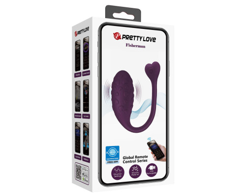 Фиолетовое виброяйцо Fisherman с управлением через приложение