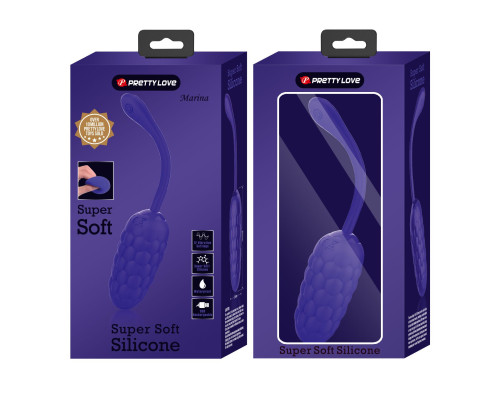 Фиолетовое рельефное перезаряжаемое виброяйцо Marina