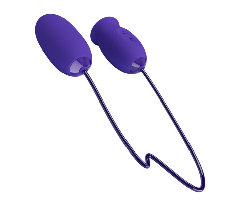 Фиолетовое виброяйцо с клиторальным стимулятором на сцепке Daisy-Youth