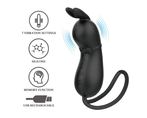 Черное виброяйцо Rosalie в виде зайчика