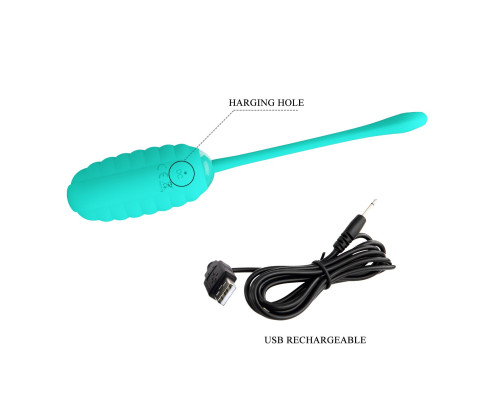 Бирюзовое перезаряжаемое виброяйцо Kirk