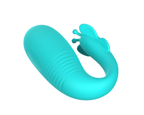 Аквамариновый интерактивный вибростимулятор с поступательными движениями Klay