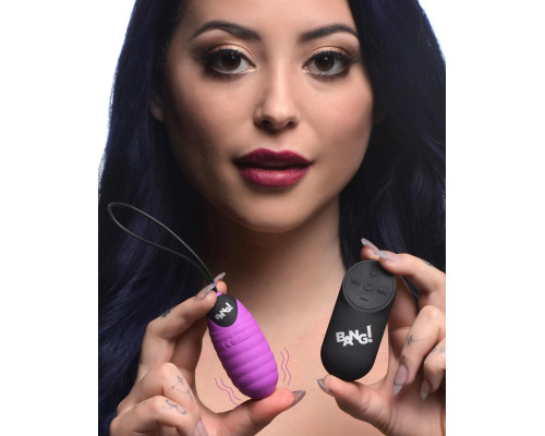 Лиловое ребристое виброяйцо с пультом ДУ 28X Ribbed Silicone Egg