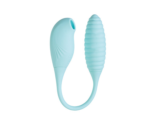 Голубое виброяйцо с вакуум-волновым стимулятором клитора Roow