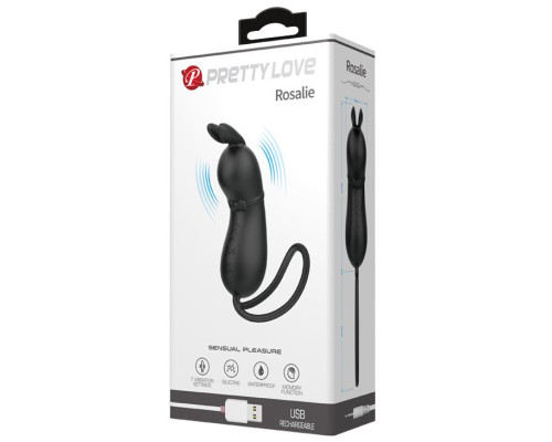 Черное виброяйцо Rosalie в виде зайчика