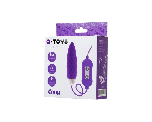 Фиолетовое узенькое виброяйцо с пультом управления A-Toys Cony, работающее от USB