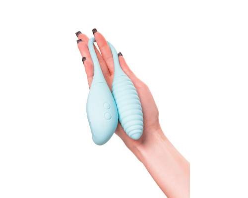 Голубое виброяйцо с вакуум-волновым стимулятором клитора Roow