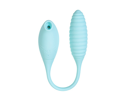 Голубое виброяйцо с вакуум-волновым стимулятором клитора Roow