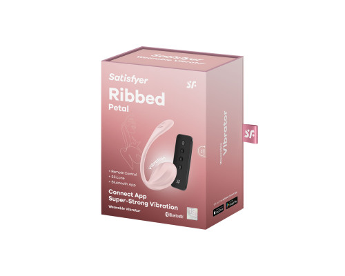 Розовое виброяйцо Ribbed Petal с пультом ДУ