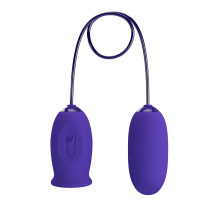 Фиолетовое виброяйцо с клиторальным стимулятором на сцепке Daisy-Youth