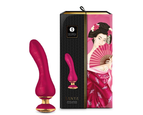 Малиновый вибростимулятор SANYA - 18,5 см.