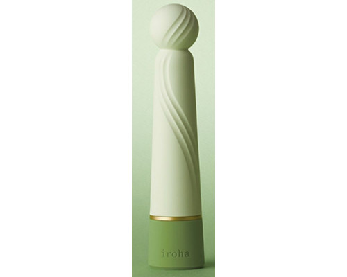 Салатовый вибратор с шаровидной мягкой головкой IROHA Rin+ Hisui - 16 см.