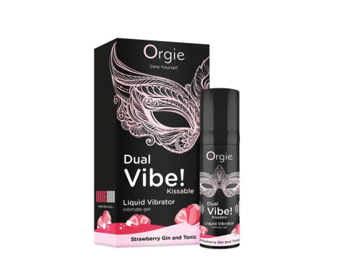 Съедобный жидкий вибратор Dual Vibe! со вкусом клубничного джина с тоником - 15 мл.