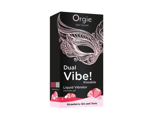 Съедобный жидкий вибратор Dual Vibe! со вкусом клубничного джина с тоником - 15 мл.