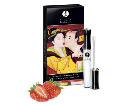 Возбуждающий блеск для губ со вкусом клубники и шампанского  Божественное удовольствие  - 10 мл.