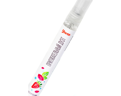 Охлаждающе-возбуждающий оральный спрей «Притягательный дуэт» со вкусом мяты и клубнки - 10 мл.