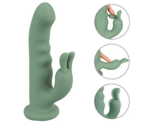 Зеленый вибратор-ротатор Luvio - 19,3 см.