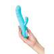 Голубой вибратор-ротатор с клиторальной стимуляцией Merry-Swi - 20,7 см.