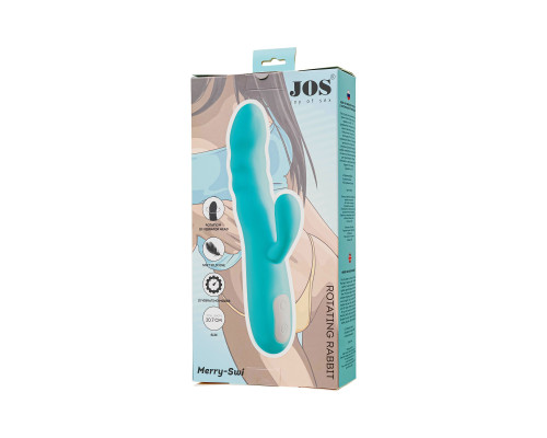 Голубой вибратор-ротатор с клиторальной стимуляцией Merry-Swi - 20,7 см.