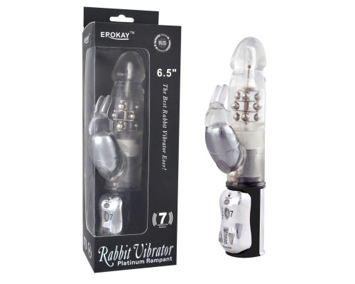 Вибратор Classicle Rabbit Silver с ротацией - 24 см.