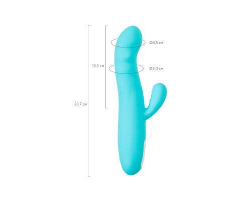 Голубой вибратор-ротатор с клиторальной стимуляцией Merry-Swi - 20,7 см.