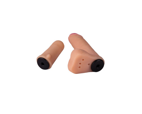 Женский страпон с реалистичной насадкой и вагинальной пробкой - 16 см.