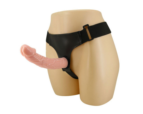 Гладкий фаллоимитатор с крупной головкой на ремешках - 19,7 см.